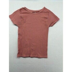 Intimately Free People Rose Pink Textured‎ Stretch Short Sleeve Shirt Size M/L